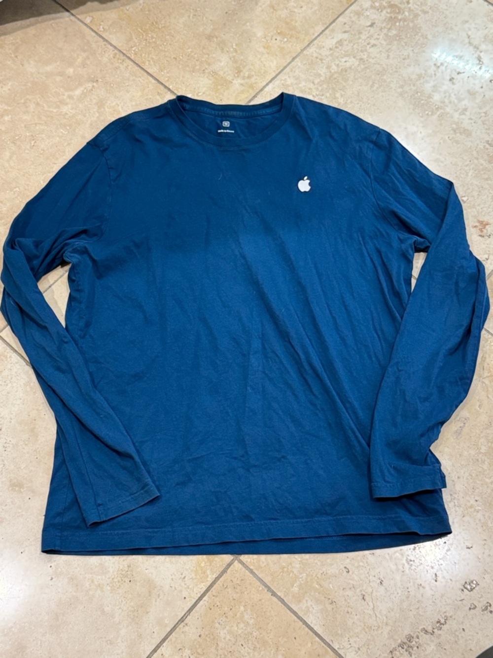Apple Navy Blue Long-Sleeve Crewneck Shirt with White Logo